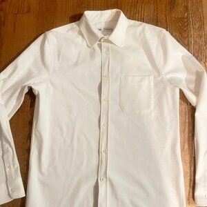 NEW ZARA MENS LONG SLEEVE TEXTURED SHIRT TOP M ECRU WITH FRONT POCKET